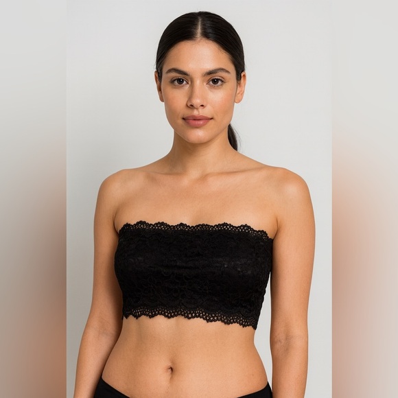CHUNS Black Lace Bandeau Tube Top Size F - Picture 1 of 5